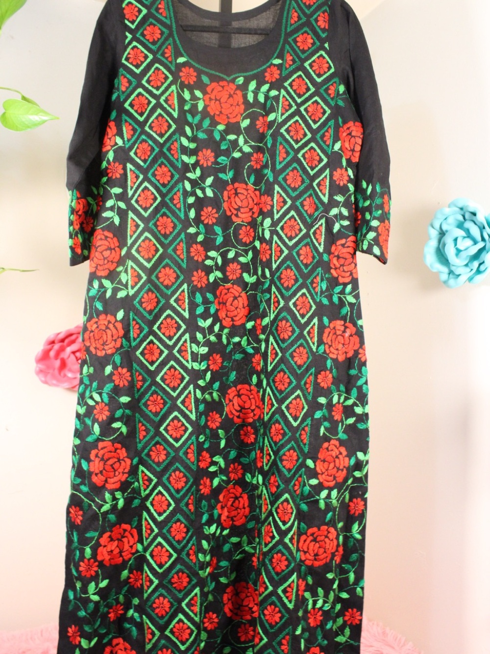 Rare Handmade Kantha Embroidered Bangladesh Cotton Dress - Picture 10 of 16